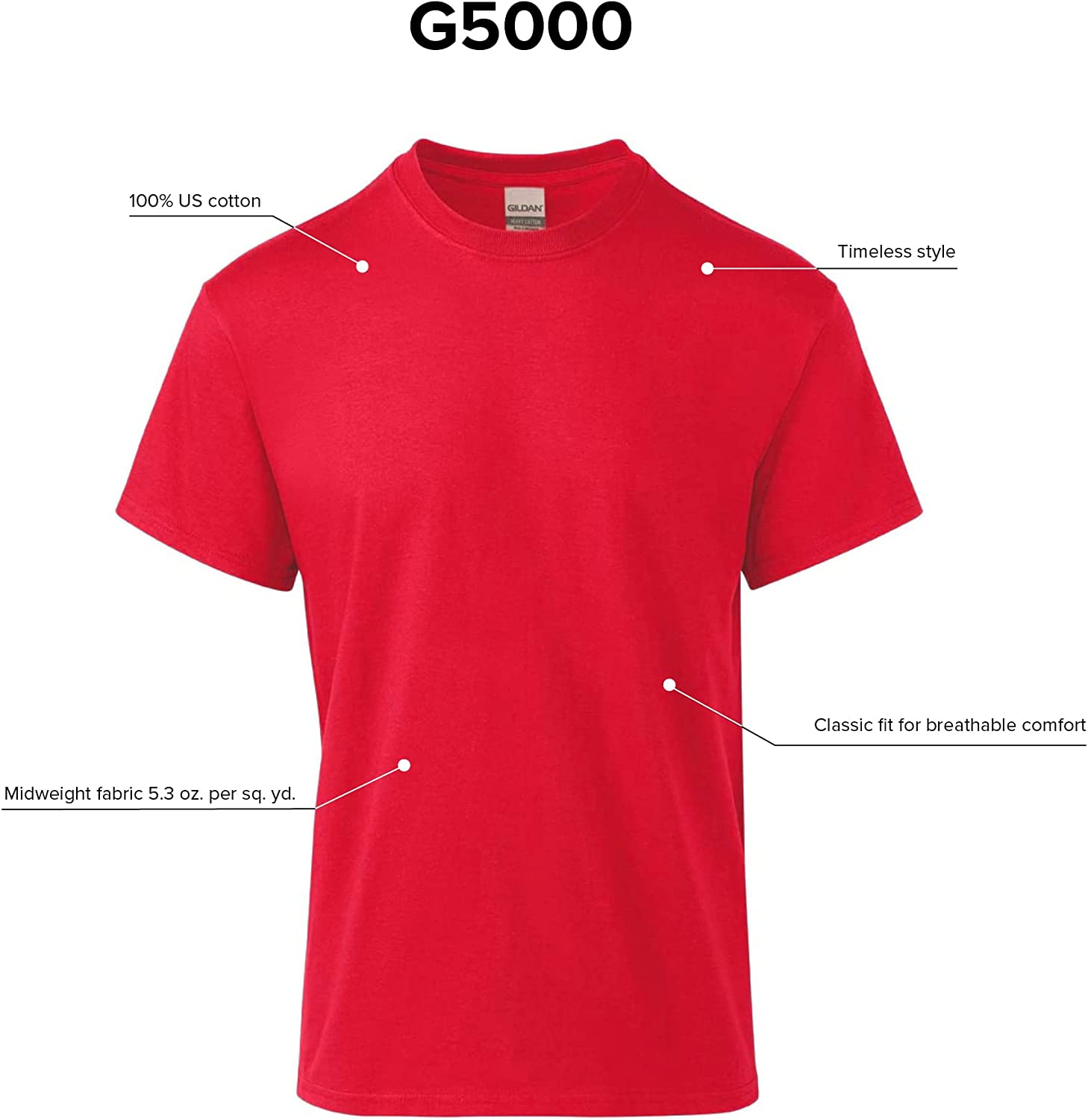 Gildan Men's Heavy Cotton T-Shirt， Style G5000， Multipack - Image 2